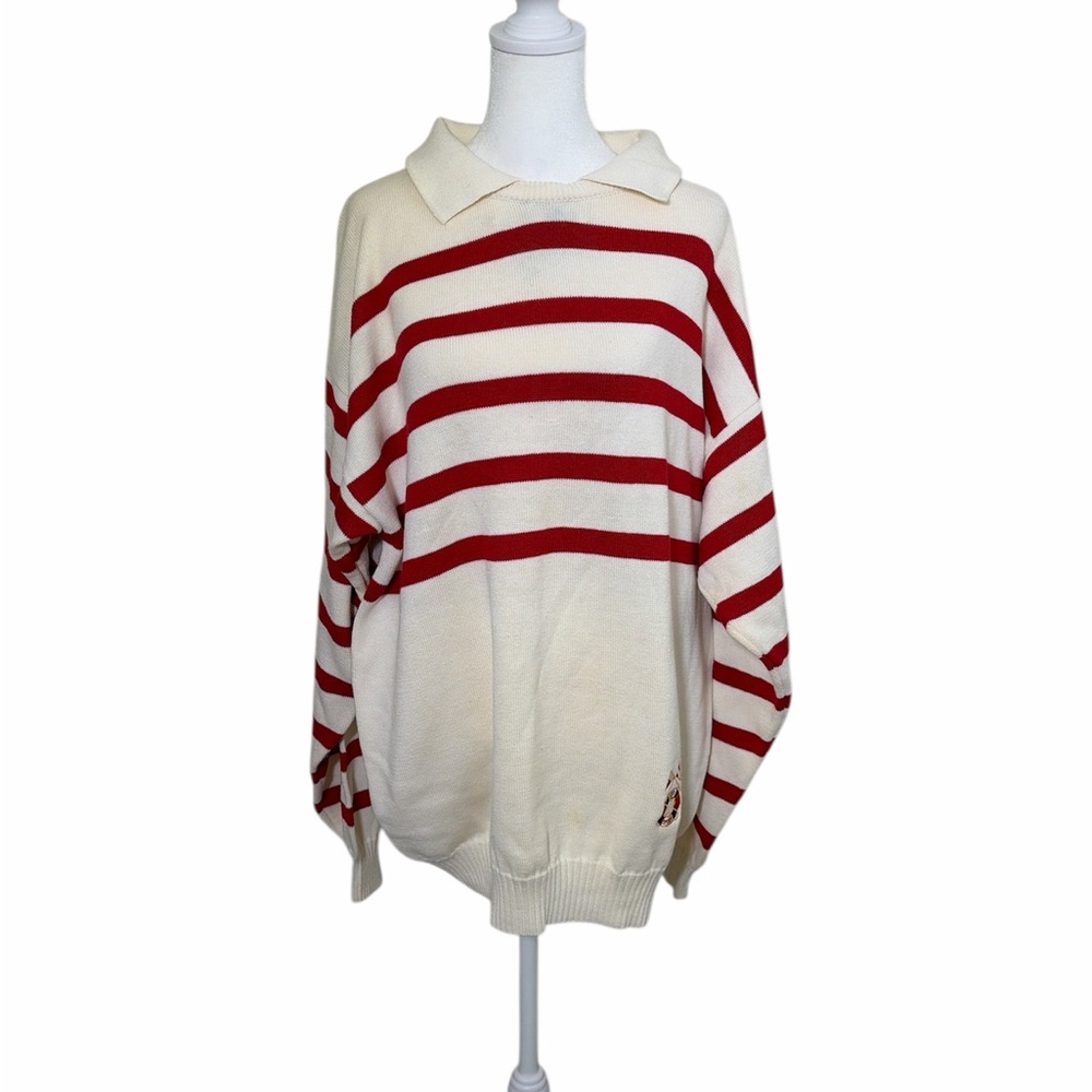 Christian Dior Vintage Red and White Men’s Knit Sweater